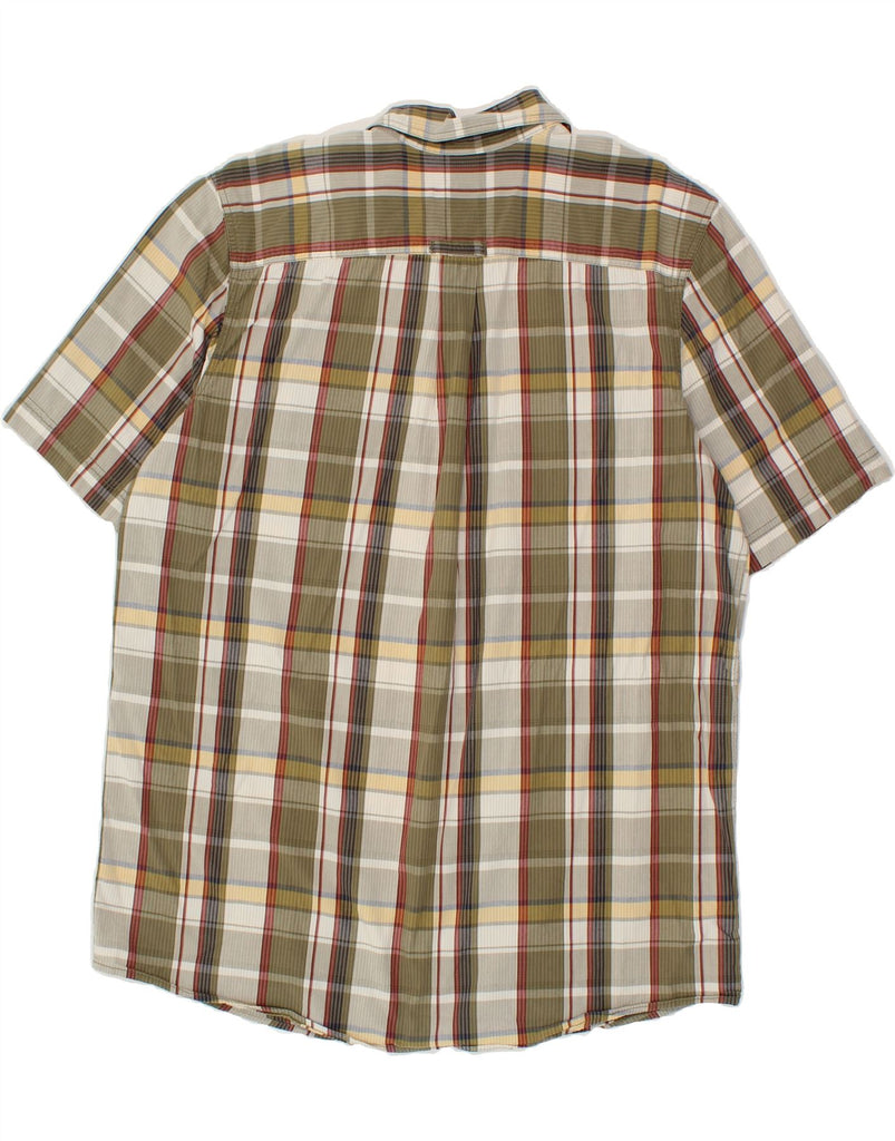 EDDIE BAUER Mens Tall Short Sleeve Shirt XL Green Check Cotton Vintage Eddie Bauer and Second-Hand Eddie Bauer from Messina Hembry 