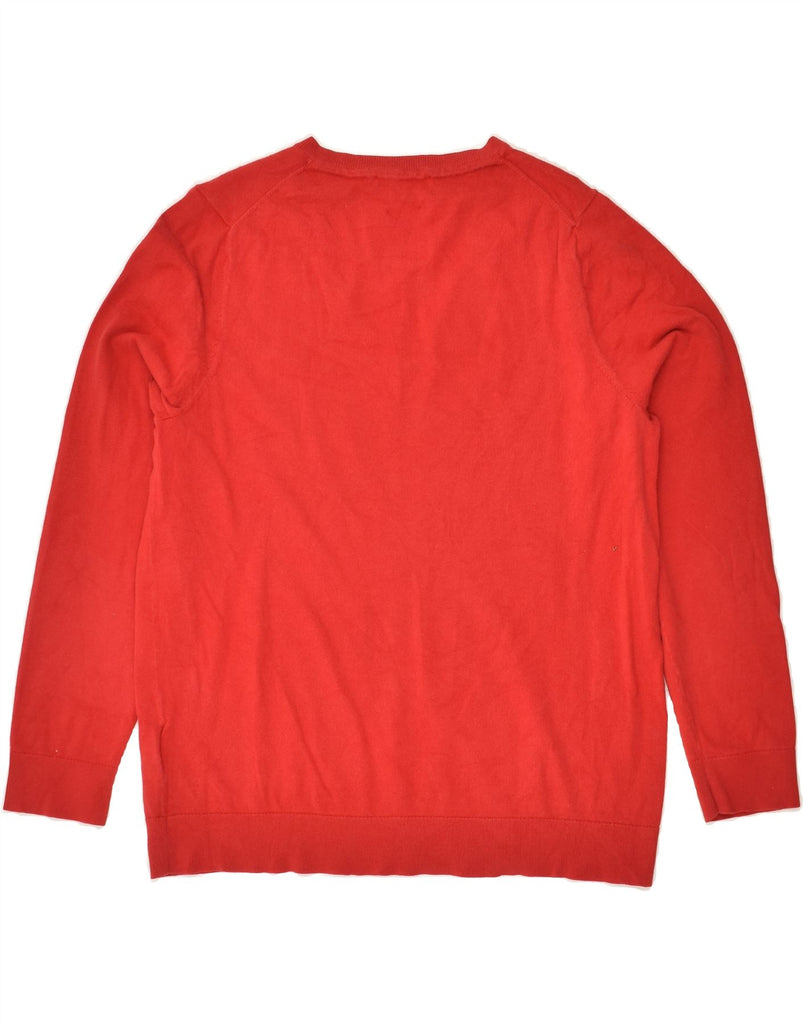 TOMMY HILFIGER Womens V-Neck Jumper Sweater UK 18 XL Red Cotton | Vintage Tommy Hilfiger | Thrift | Second-Hand Tommy Hilfiger | Used Clothing | Messina Hembry 