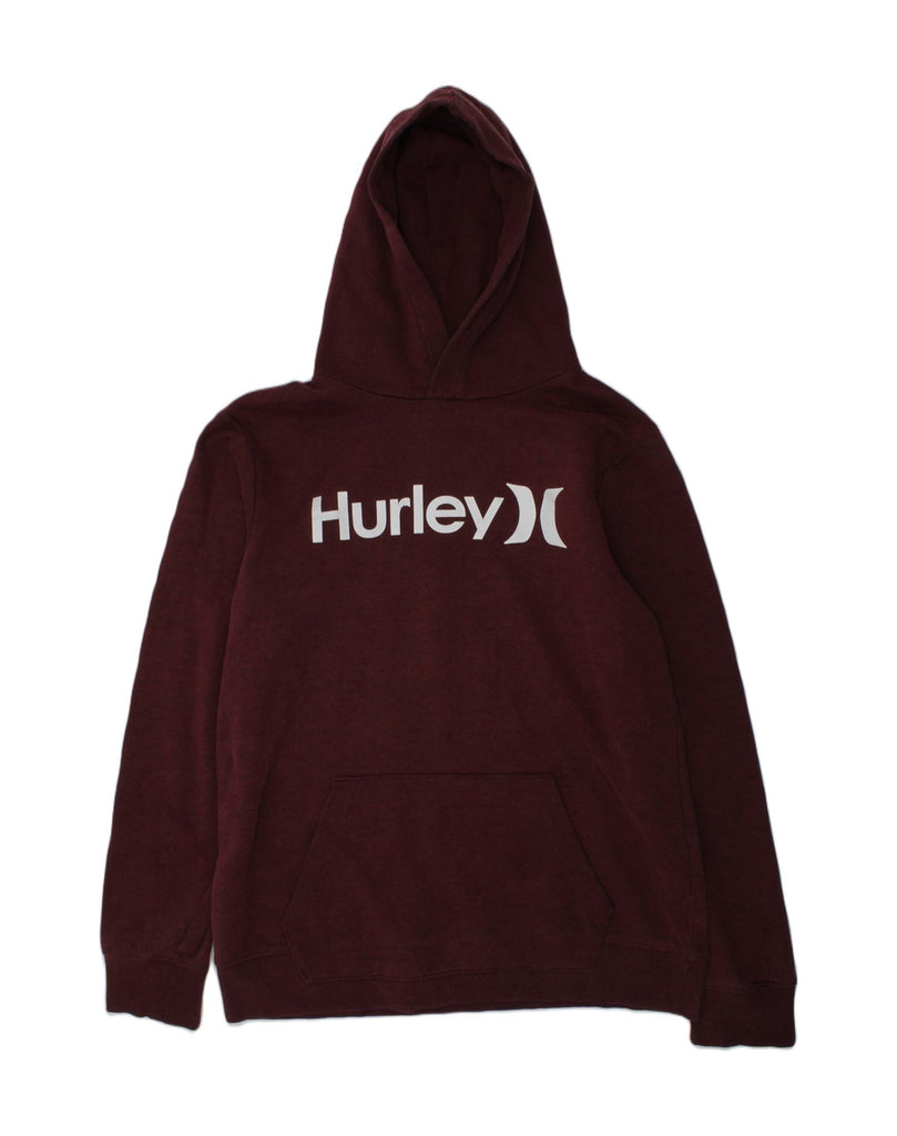 HURLEY Boys Graphic Hoodie Jumper 15-16 Years XL Maroon Cotton | Vintage Hurley | Thrift | Second-Hand Hurley | Used Clothing | Messina Hembry 