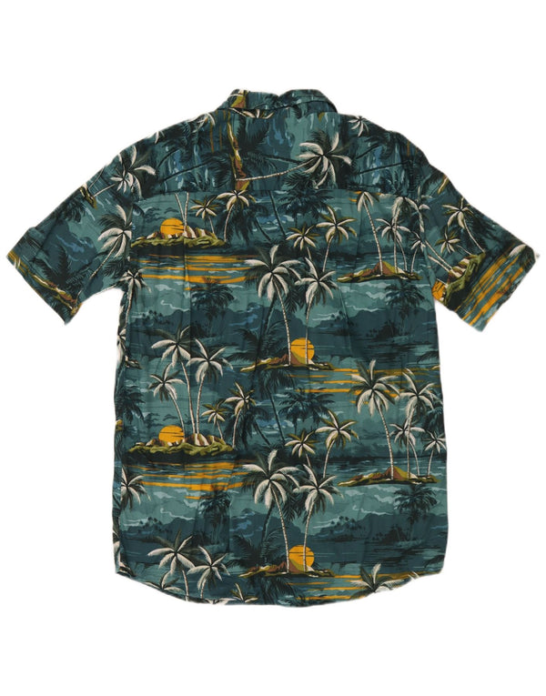 Atlas For Men Mens Short Sleeve Shirt Medium Green Floral Cotton Hawaiian