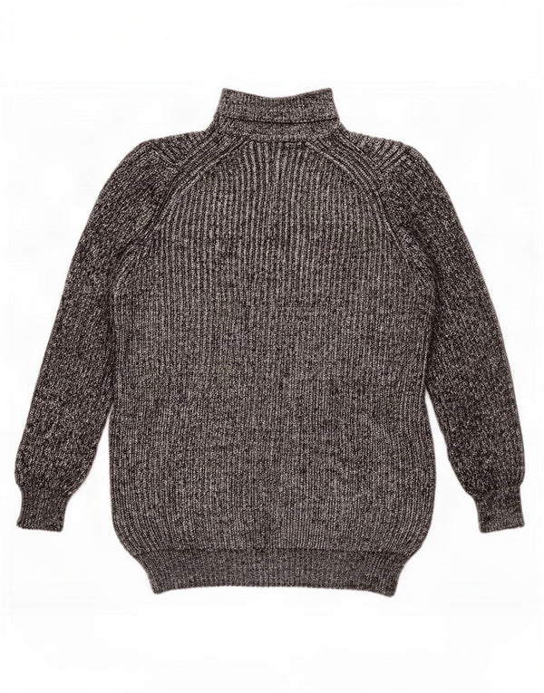 Zara Womens Roll Neck Jumper Sweater UK 12 Medium Grey Flecked Acrylic