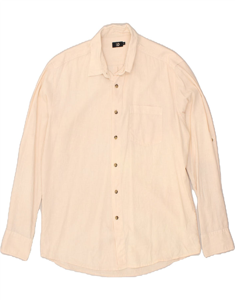 DAKS Mens Shirt Large Beige Linen | Vintage DAKS | Thrift | Second-Hand DAKS | Used Clothing | Messina Hembry 