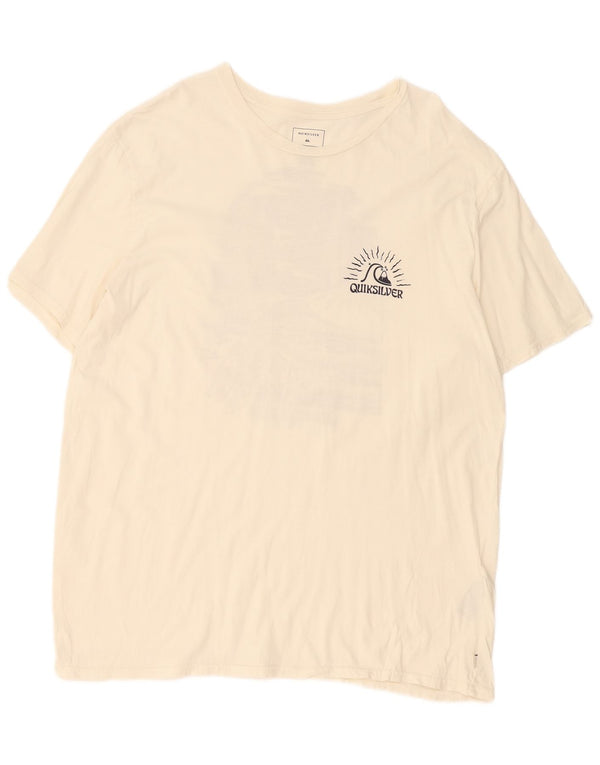 Quiksilver Mens Regular Fit Graphic T-Shirt Top 2XL Off White Cotton