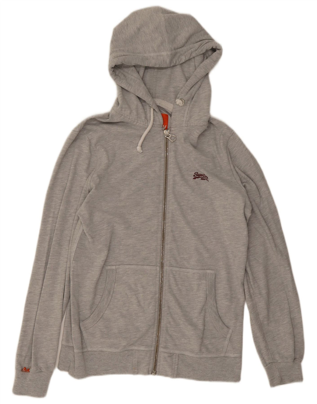 Superdry Mens Zip Hoodie Sweater Medium Grey Cotton