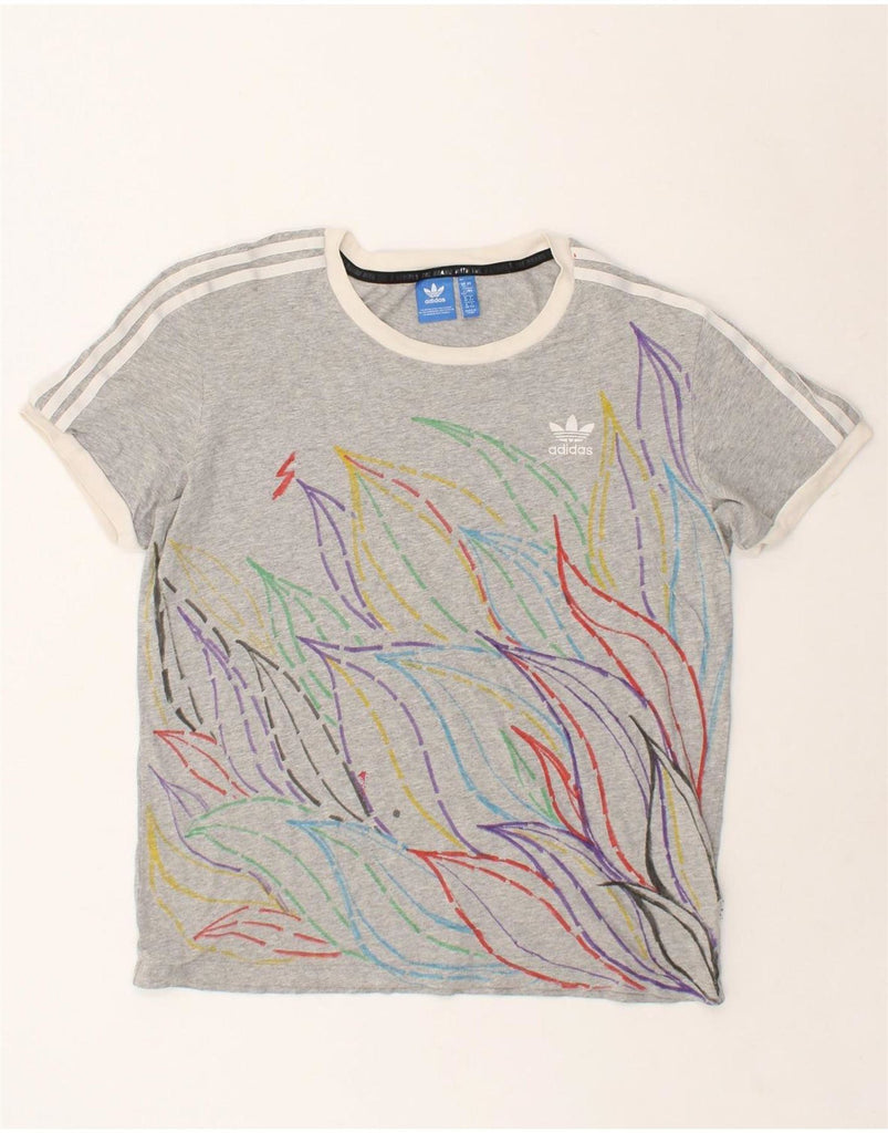 ADIDAS Womens Graphic T-Shirt Top UK 12 Medium Grey Cotton Vintage Adidas and Second-Hand Adidas from Messina Hembry 