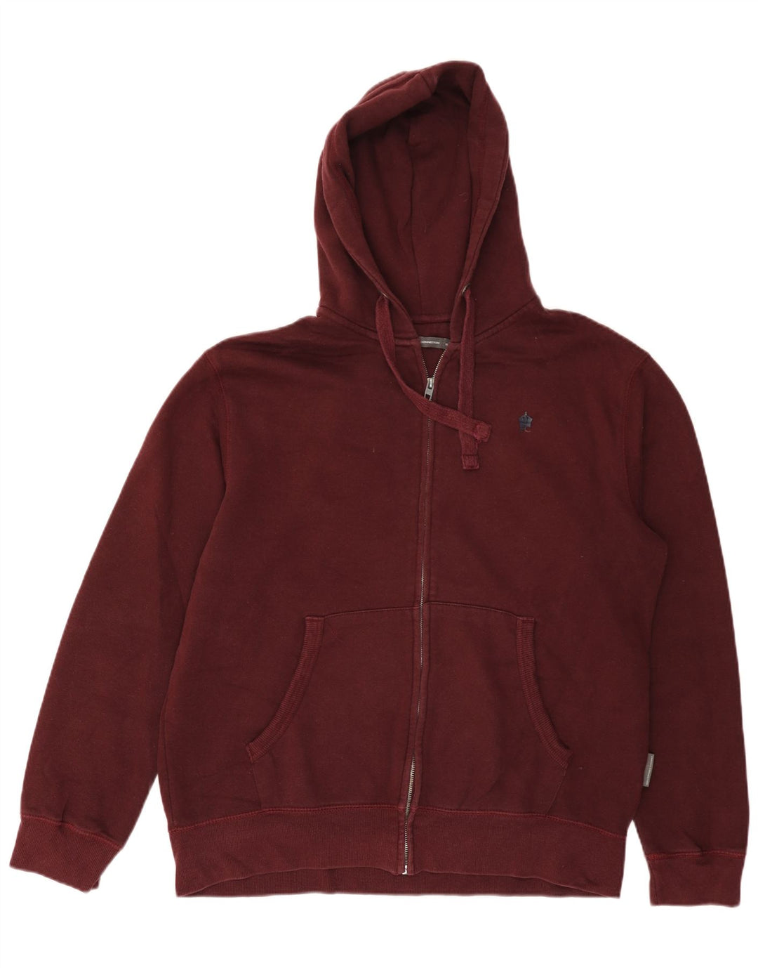 FRENCH CONNECTION Mens Zip Hoodie Sweater XL Burgundy Cotton