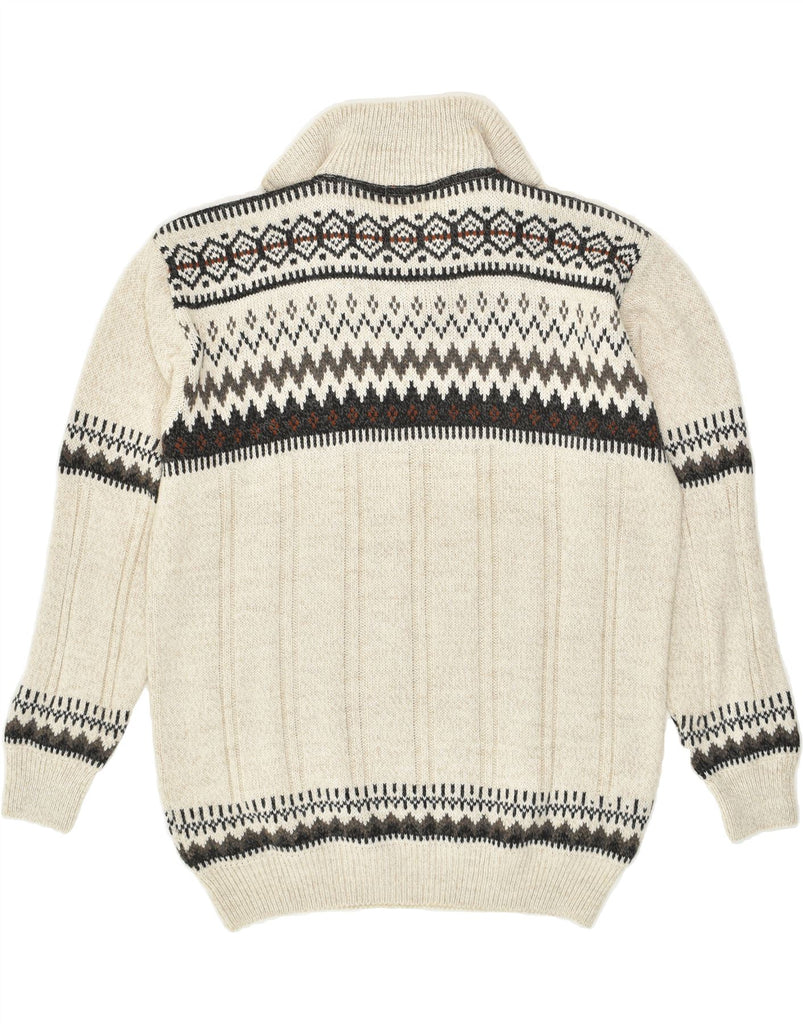 VINTAGE Mens Zip Neck Jumper Sweater 2XL Grey Fair Isle Acrylic | Vintage Vintage | Thrift | Second-Hand Vintage | Used Clothing | Messina Hembry 