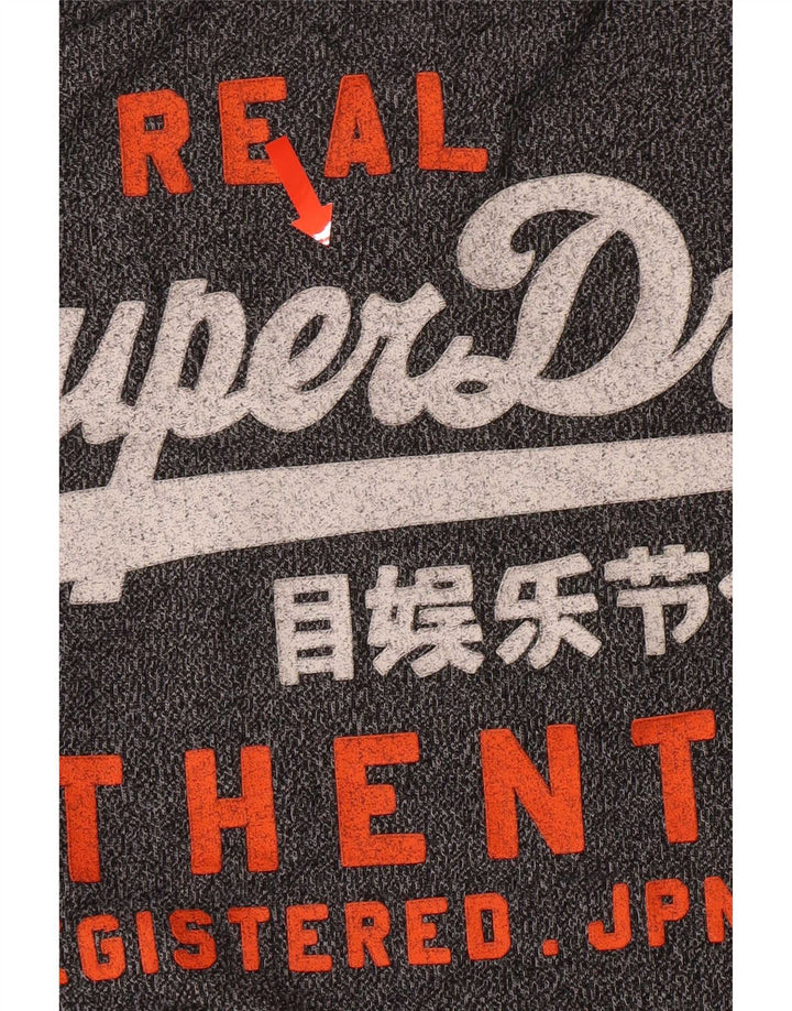Superdry Mens Graphic T-Shirt Top Medium Grey Flecked Cotton