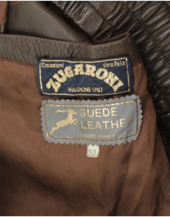 Vintage Mens Leather Jacket IT 52 XL Brown Leather