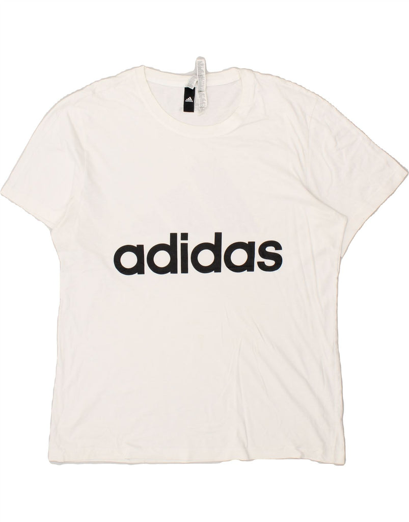 ADIDAS Mens Graphic T-Shirt Top Large White Cotton | Vintage Adidas | Thrift | Second-Hand Adidas | Used Clothing | Messina Hembry 