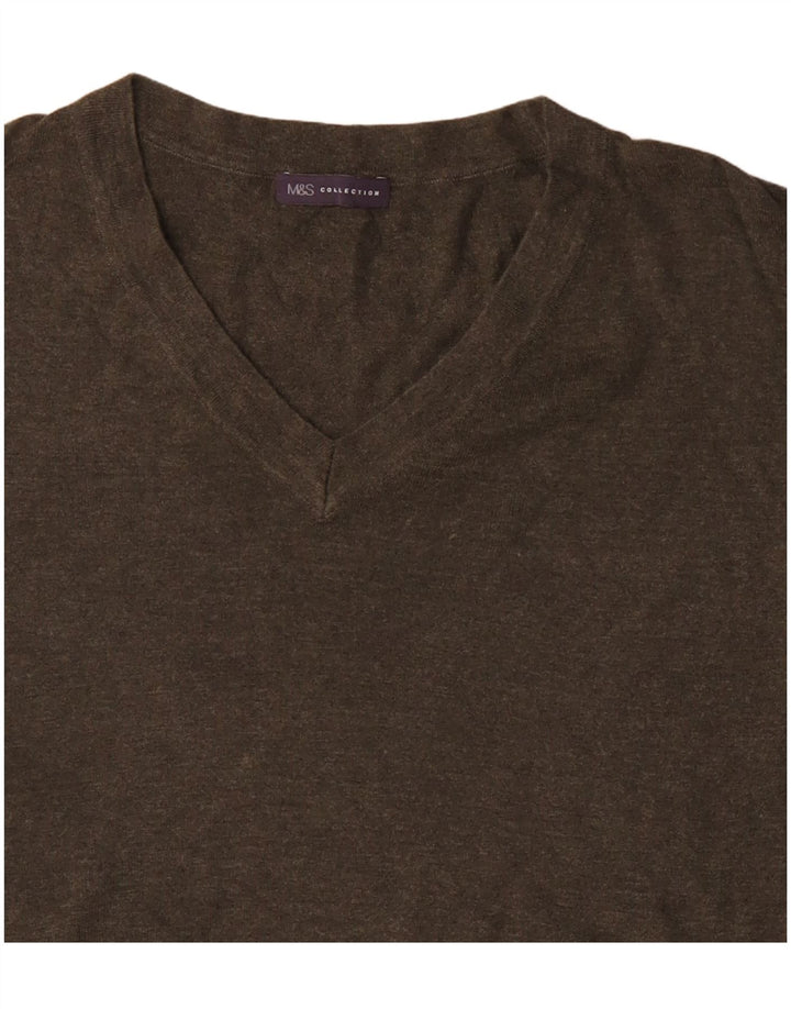 Marks & Spencer Womens Oversized V-Neck Jumper Sweater UK 10 Small Khaki