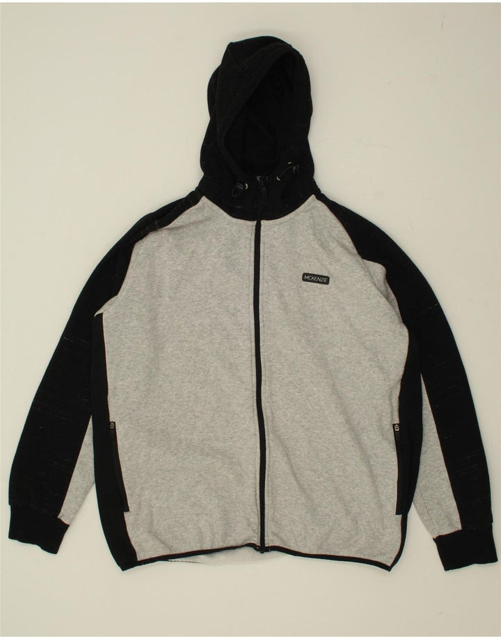 MCKENZIE Mens Zip Hoodie Sweater XL Grey Colourblock Cotton Vintage Mckenzie and Second-Hand Mckenzie from Messina Hembry 