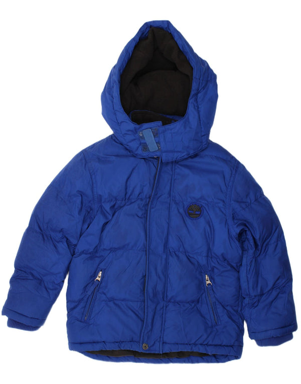 TIMBERLAND Boys Hooded Padded Jacket 5-6 Years Blue Polyester
