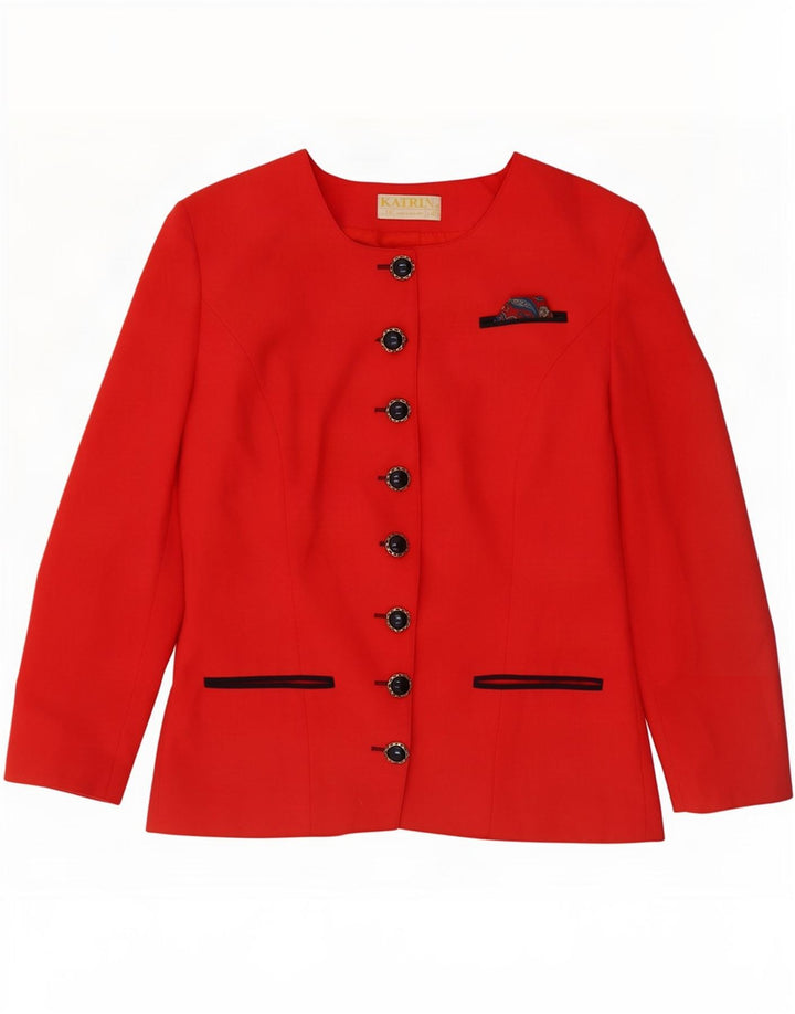 Katrin Womens 8 Button Blazer Jacket UK 14 Medium Red