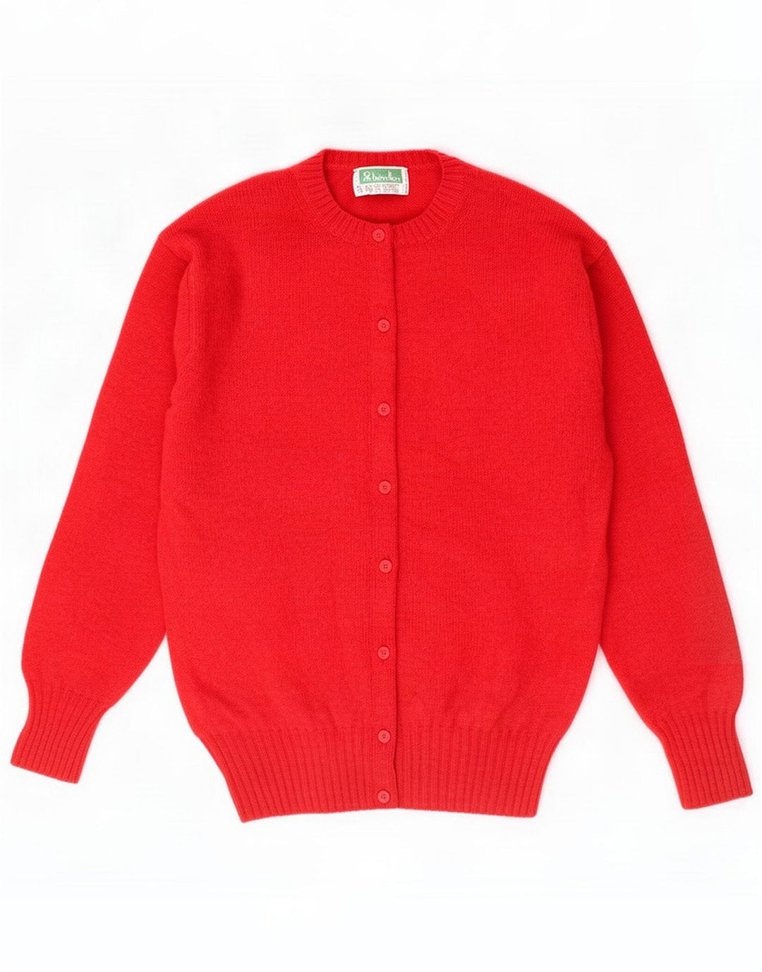 Benetton Womens Cardigan Sweater UK 14 Medium Red Virgin Wool