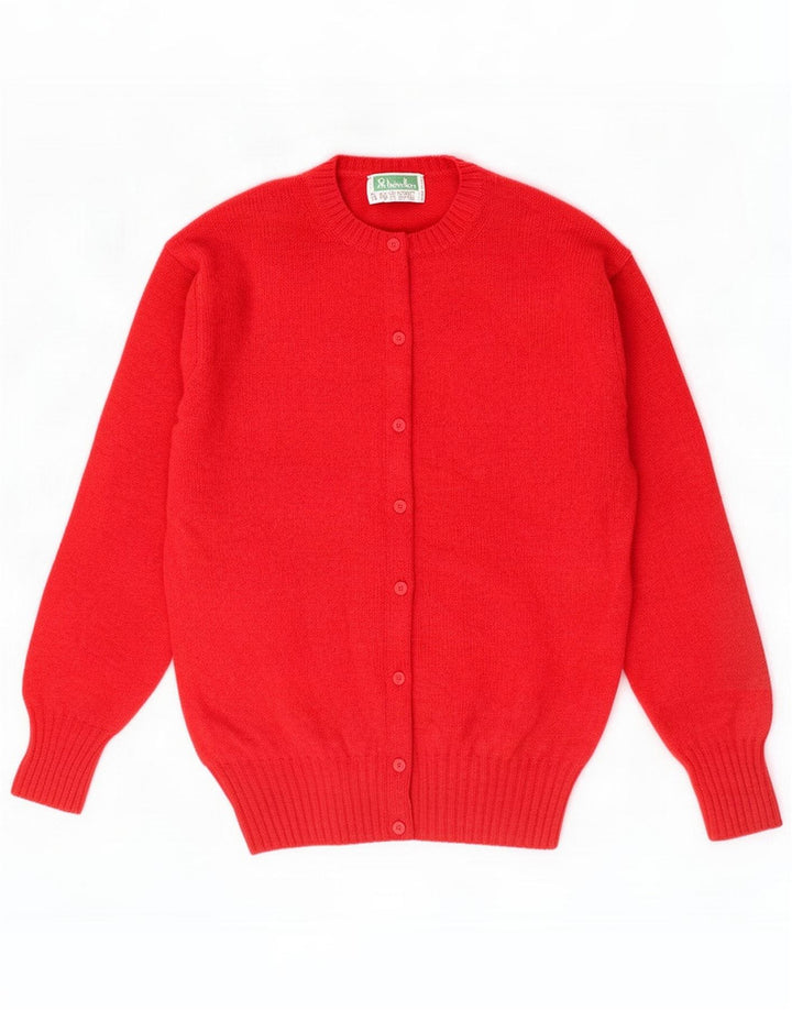 Benetton Womens Cardigan Sweater UK 14 Medium Red Virgin Wool