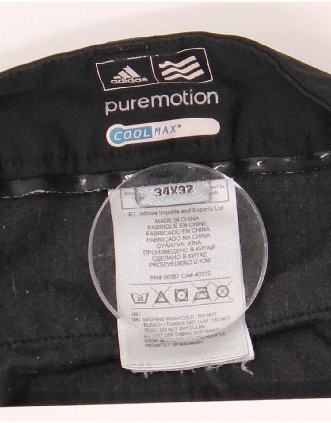 Adidas Mens Coolmax Straight Chino Trousers W34 L32 Black Polyester