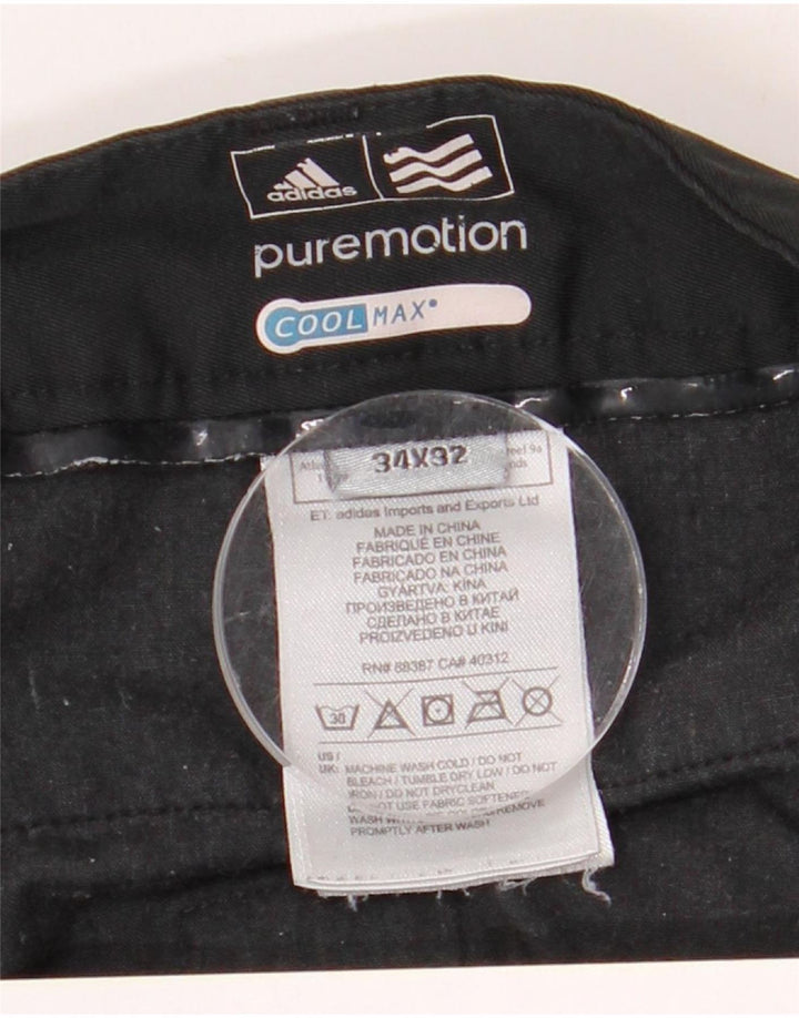 Adidas Mens Coolmax Straight Chino Trousers W34 L32 Black Polyester