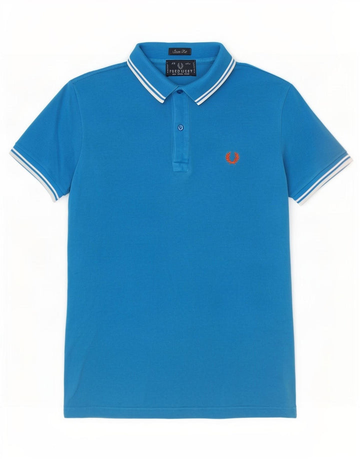 Fred Perry Mens Slim Fit Polo Shirt Small Blue Cotton