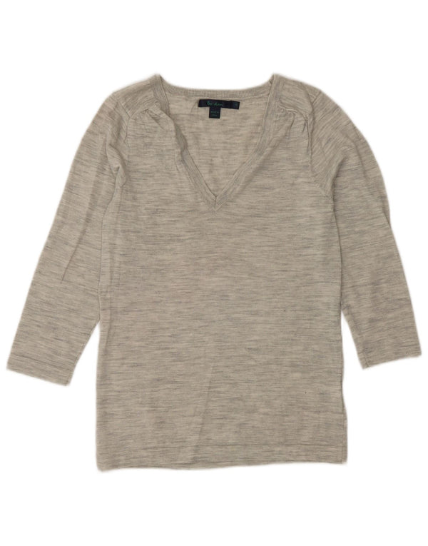 Boden Womens 3/4 Sleeve V-Neck Jumper Sweater UK 10 Small Grey Flecked