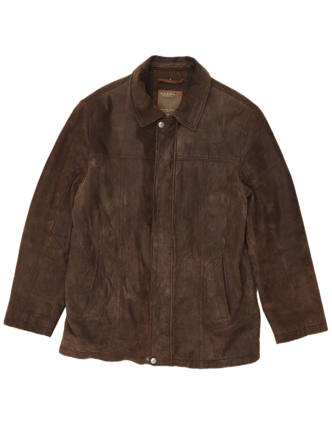 Canda Mens Leather Jacket EU 54 2XL Brown Leather