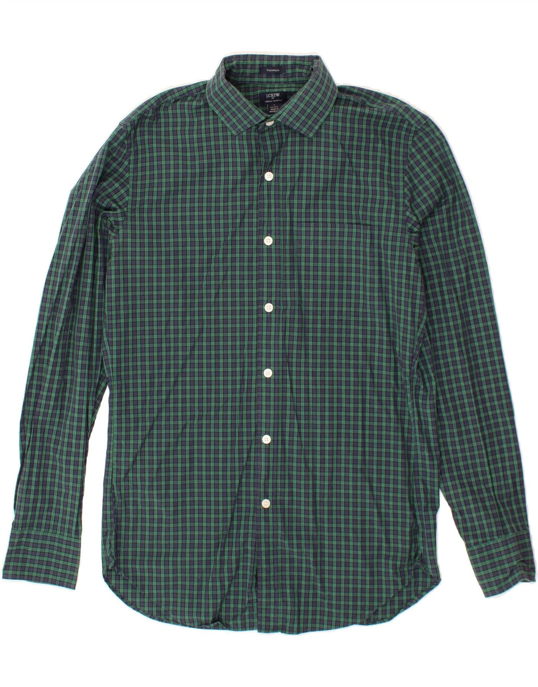 J. CREW Mens Thompson Shirt Size 14 1/2 Small Green Check Cotton Vintage J. Crew and Second-Hand J. Crew from Messina Hembry 