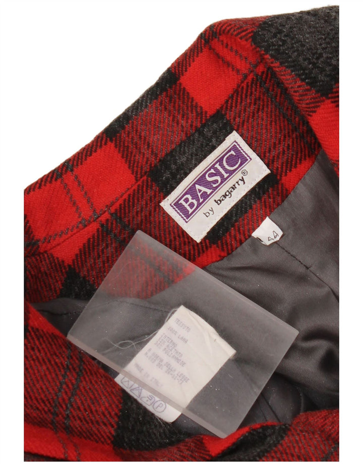 Bagarry Womens 3 Button Blazer Jacket IT 44 Medium Red Check Wool