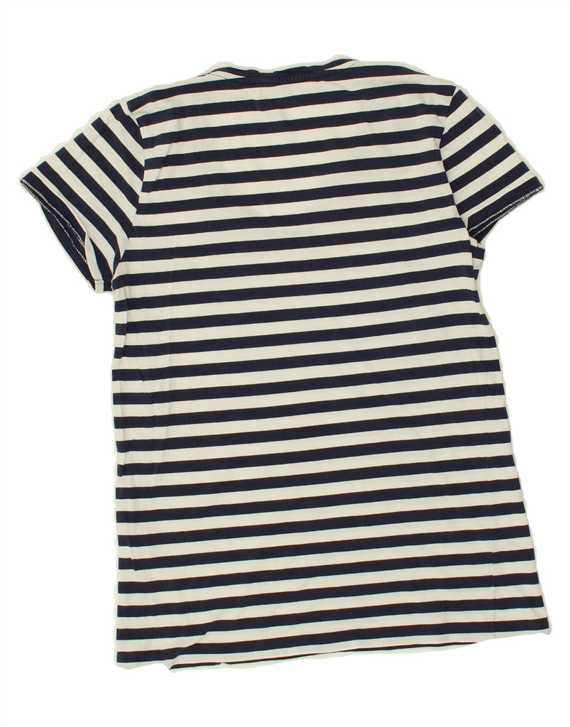 RALPH LAUREN Womens T-Shirt Top UK 8 Small Navy Blue Striped Cotton | Vintage Ralph Lauren | Thrift | Second-Hand Ralph Lauren | Used Clothing | Messina Hembry 
