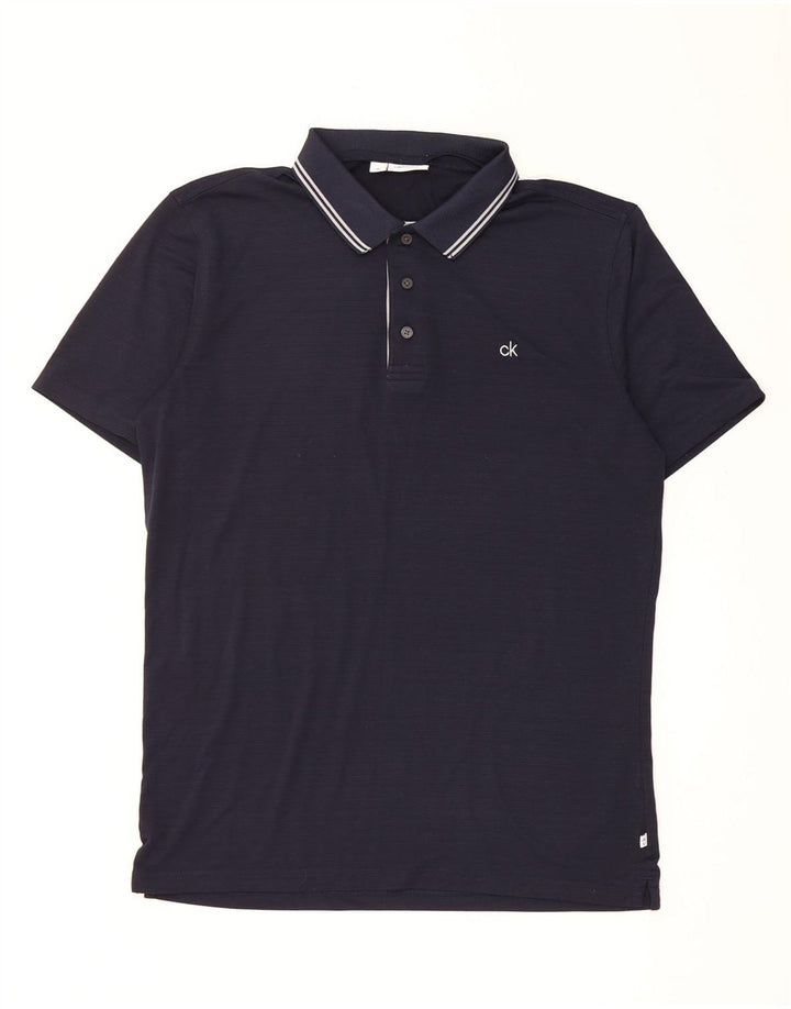 Calvin Klein Mens Polo Shirt Medium Navy Blue Polyester