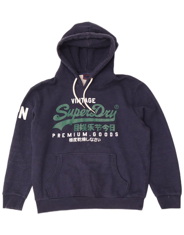 Superdry Mens Graphic Hoodie Jumper XL Navy Blue Cotton