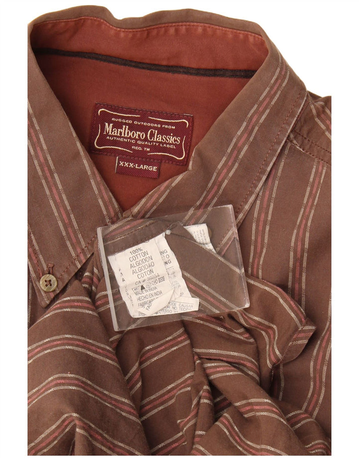 Marlboro Classics Mens Shirt 3XL Brown Striped Cotton