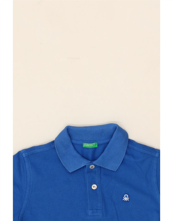 BENETTON Boys Polo Shirt 7-8 Years Medium Blue Cotton Vintage Benetton and Second-Hand Benetton from Messina Hembry 