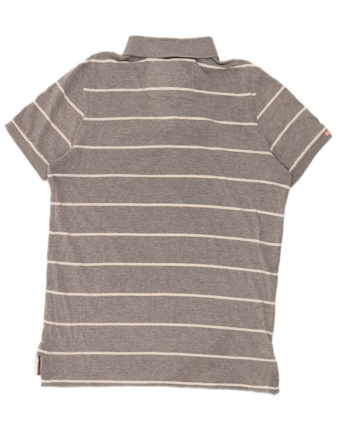 Superdry Mens Graphic Rugby Polo Shirt Large Grey Striped Polyester