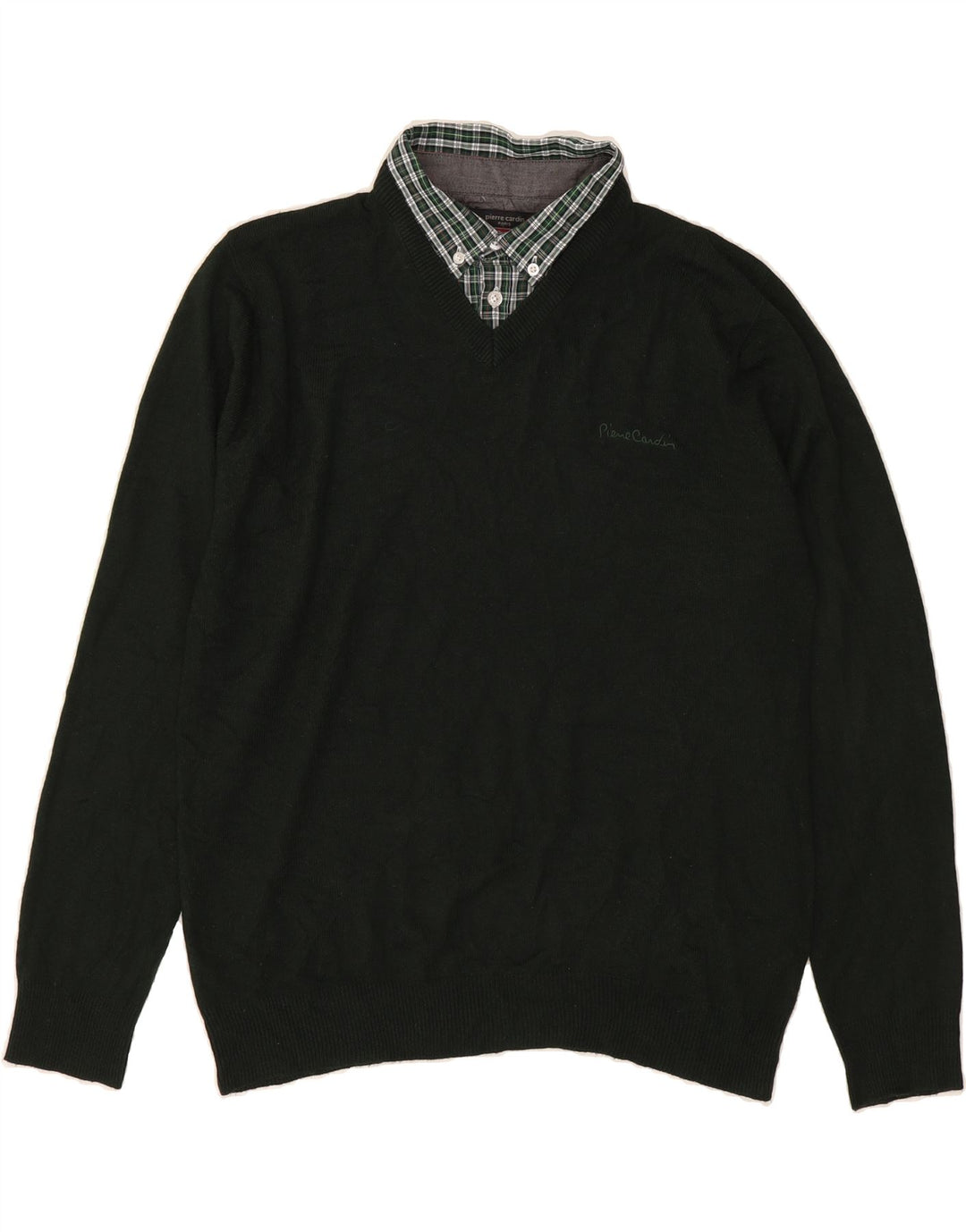 PIERRE CARDIN Mens V-Neck Jumper Sweater Medium Green Acrylic Vintage Pierre Cardin and Second-Hand Pierre Cardin from Messina Hembry 
