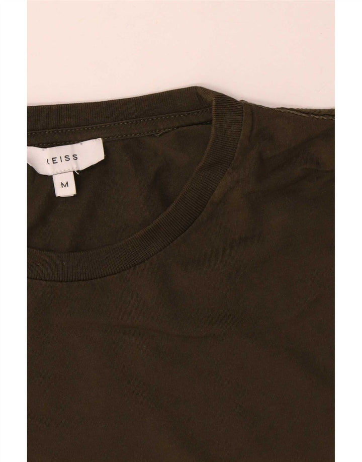 Reiss Mens T-Shirt Top Medium Khaki Cotton