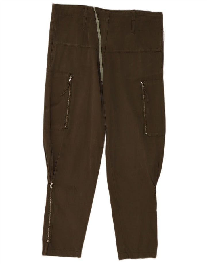 VINTAGE Womens Slim Cargo Trousers Medium W30 L30 Khaki Cotton