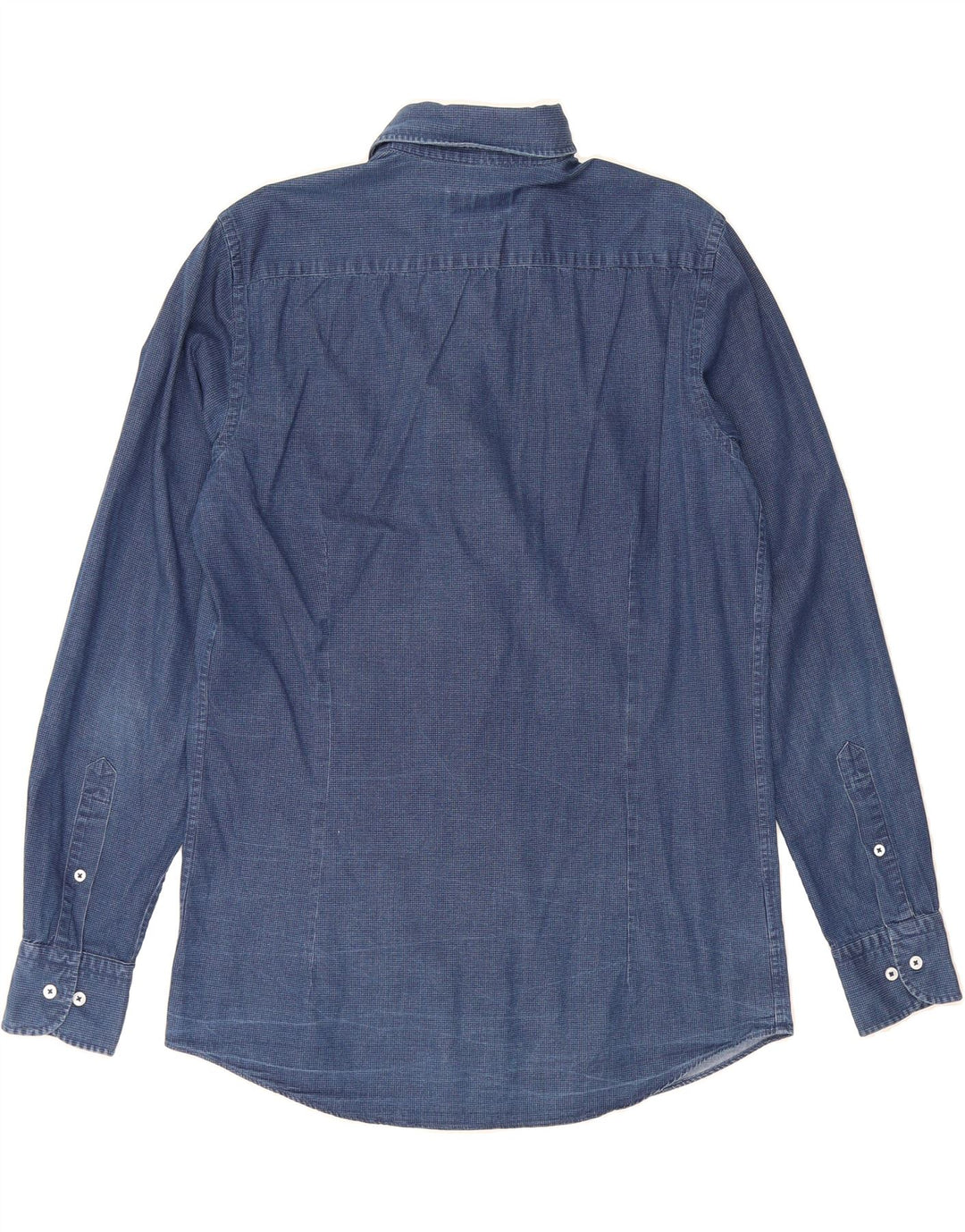 MASSIMO DUTTI Mens Shirt Medium Navy Blue Herringbone Cotton Vintage Massimo Dutti and Second-Hand Massimo Dutti from Messina Hembry 