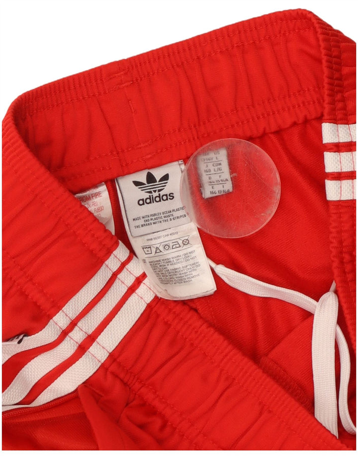 Adidas Boys Tracksuit Trousers Joggers 13-14 Years Red Polyester