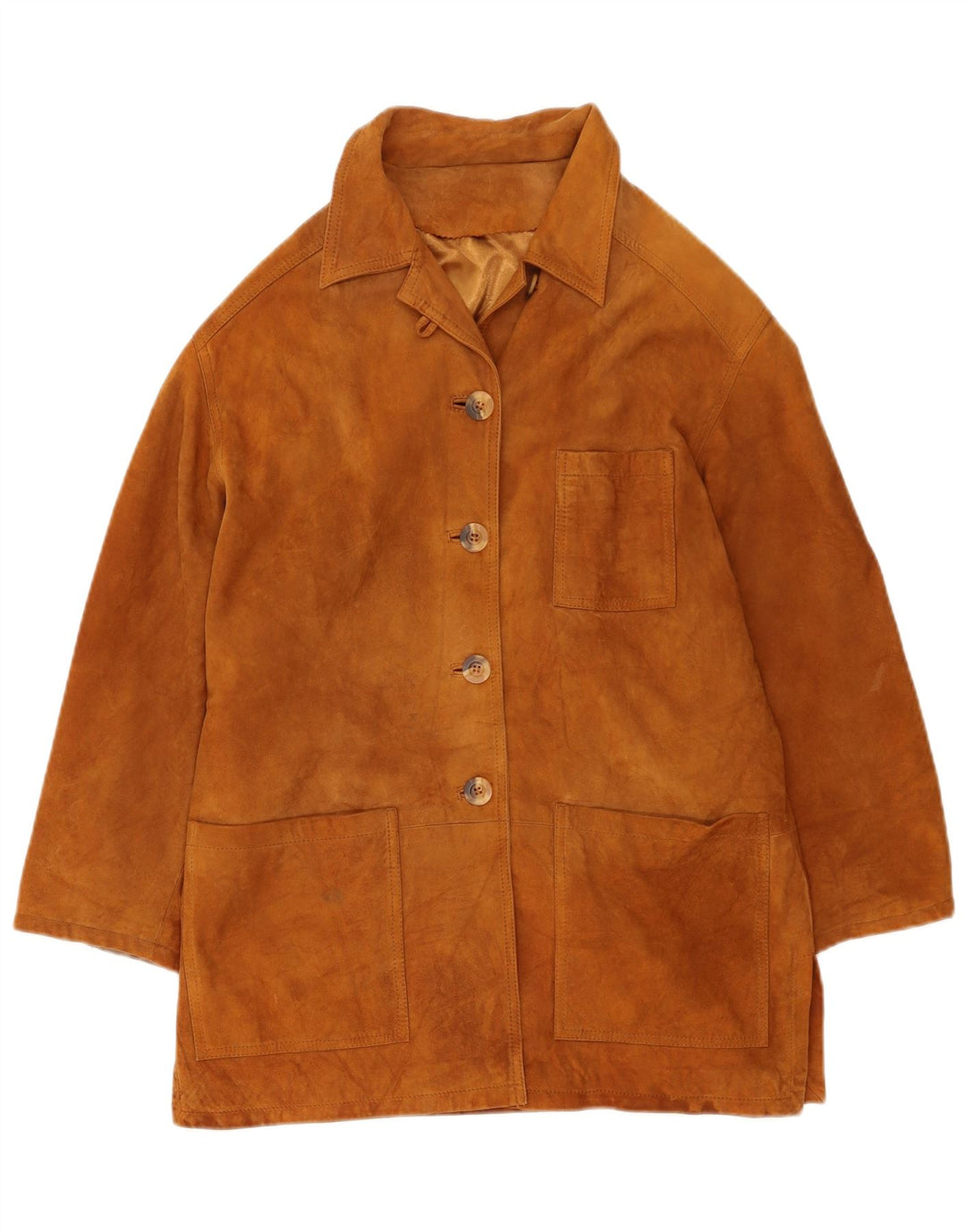 Vintage Womens Suede Jacket IT 42 Medium Brown Leather