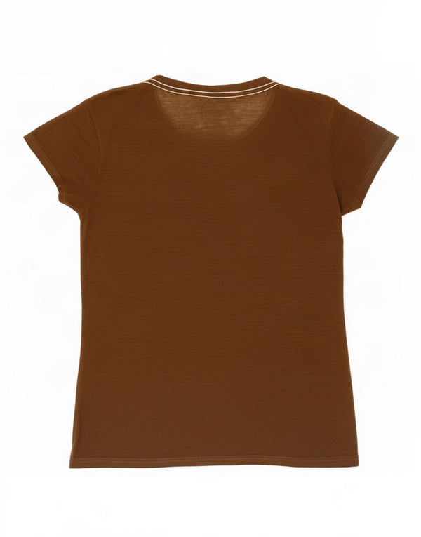 Hard Rock Cafe Womens Berlin Graphic T-Shirt Top UK 12 Medium Brown Cotton