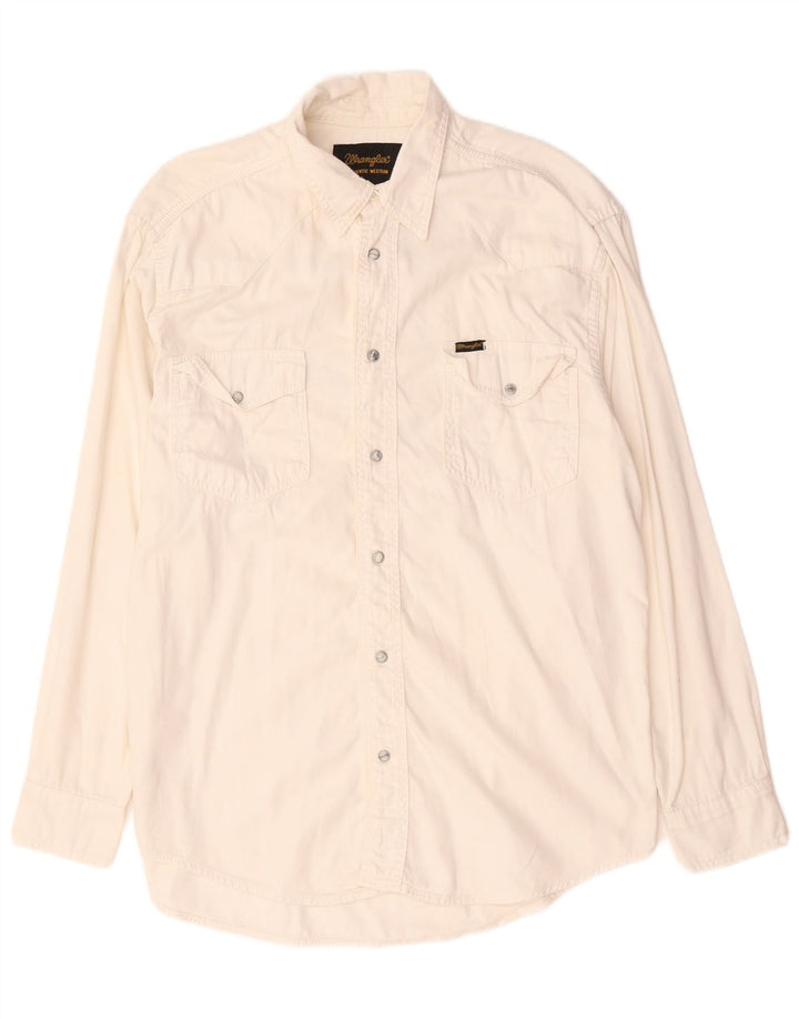Wrangler Mens Western Denim Shirt Medium White Cotton