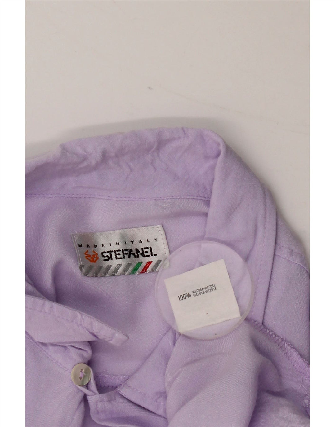 Stefanel Mens Short Sleeve Shirt Large Purple Viscose