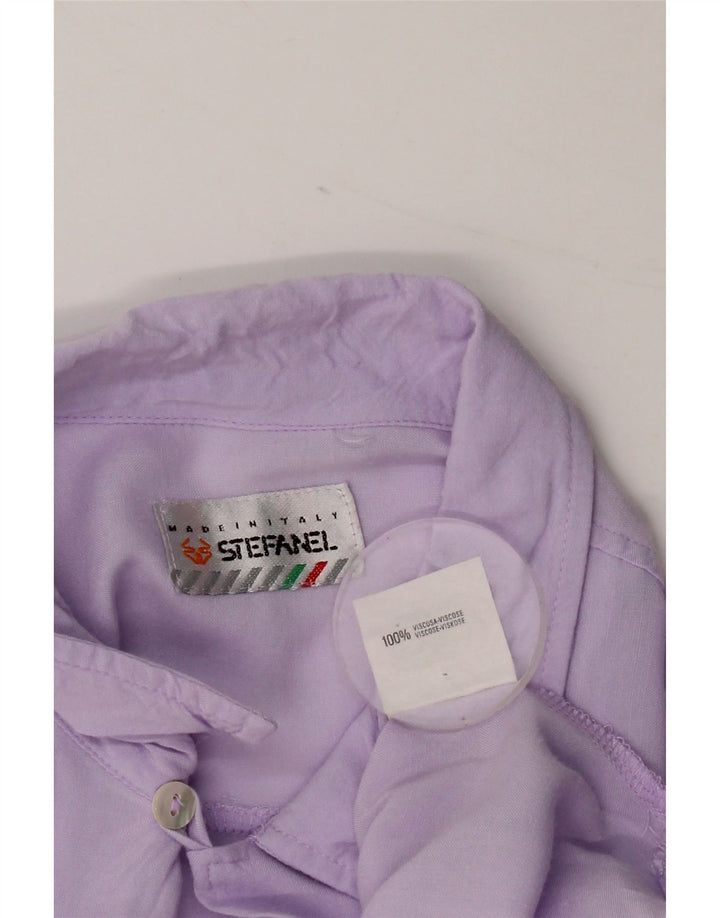 Stefanel Mens Short Sleeve Shirt Large Purple Viscose