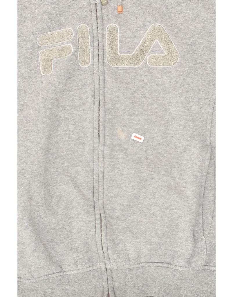 FILA Womens Graphic Zip Hoodie Sweater UK 16 Large Grey Cotton | Vintage Fila | Thrift | Second-Hand Fila | Used Clothing | Messina Hembry 