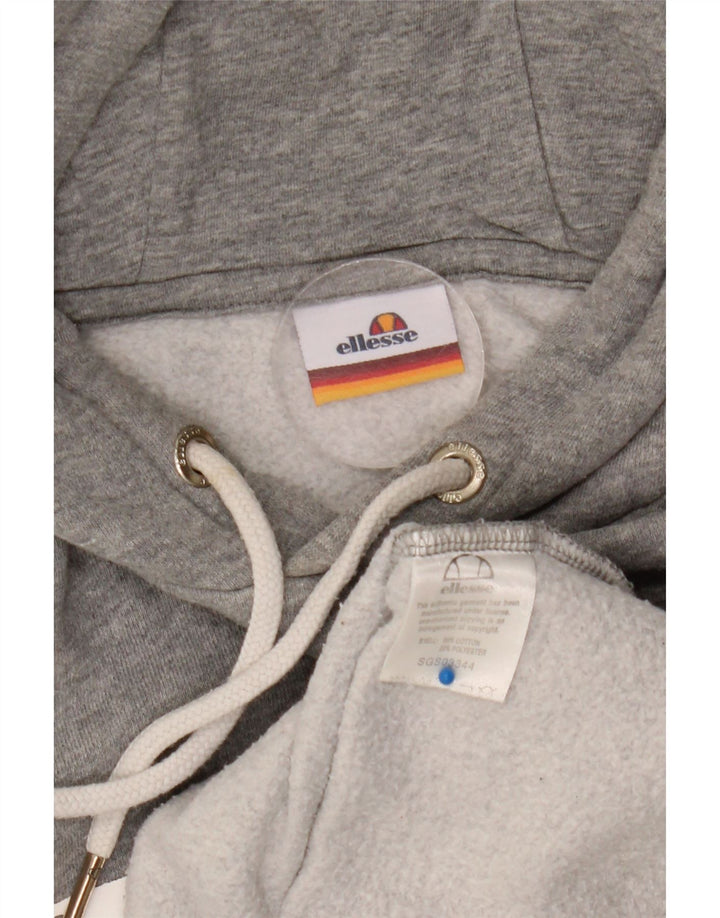Ellesse Mens Graphic Hoodie Jumper Small Grey Flecked Cotton