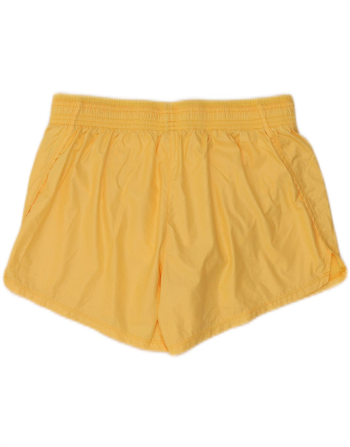 NIKE Womens Graphic Sport Shorts UK 14 Medium Yellow Vintage Nike and Second-Hand Nike from Messina Hembry 