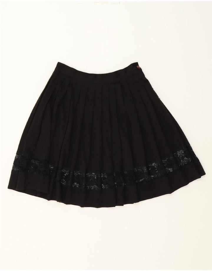 CODICE Womens Pleated Skirt W26 Small Black Floral Vintage Codice and Second-Hand Codice from Messina Hembry 