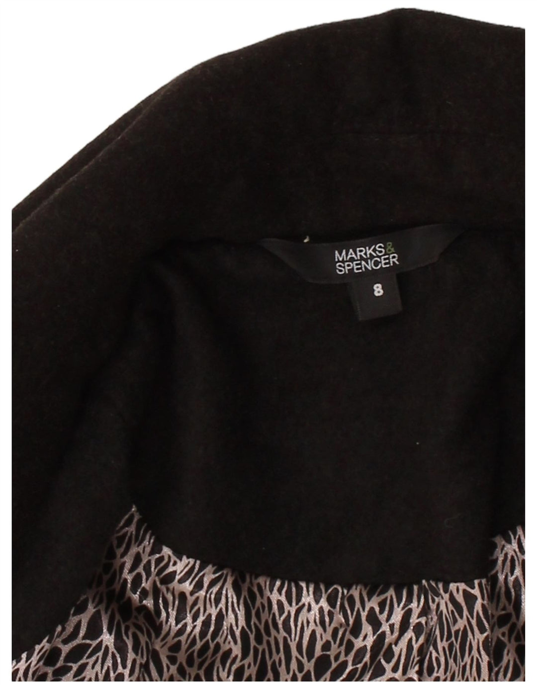 MARKS & SPENCER Womens Double Breasted Coat UK 8 Small  Black