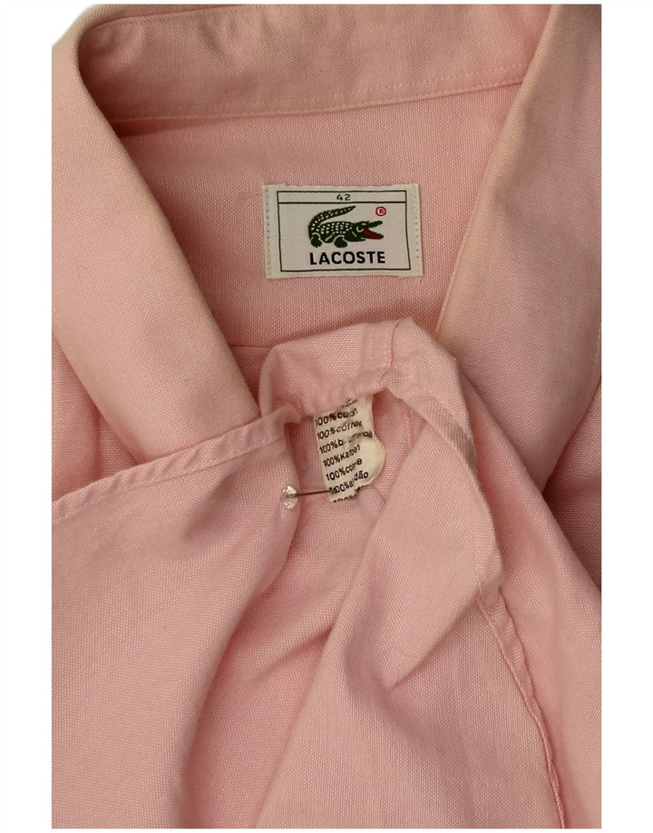 Lacoste Mens Short Sleeve Shirt Size 42 Large Pink Cotton