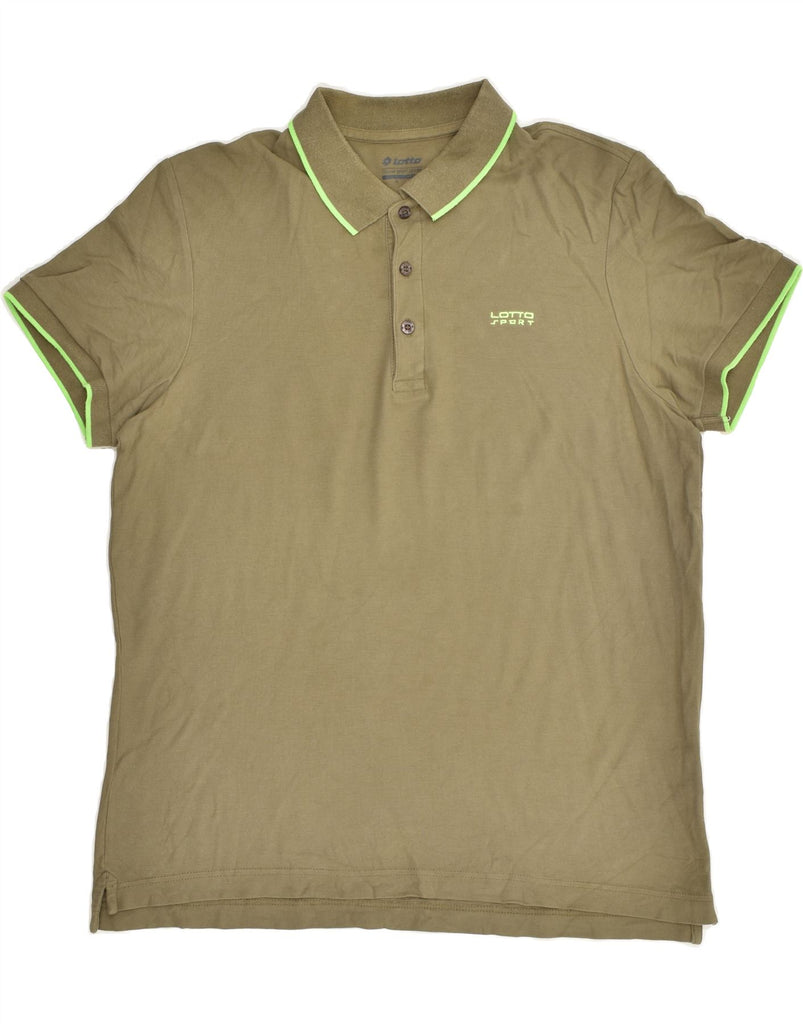 LOTTO Mens Slim Polo Shirt XL Khaki Cotton | Vintage Lotto | Thrift | Second-Hand Lotto | Used Clothing | Messina Hembry 